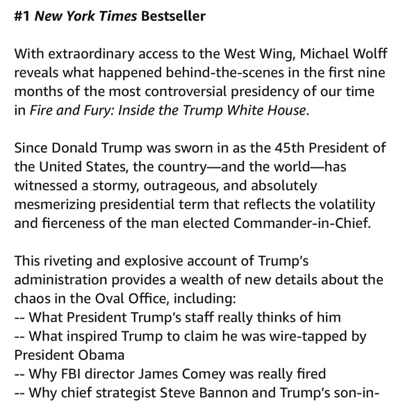 Fire and Fury-Inside the Trump White House-Hardcover Book by Michael Wolff - Picture 4 of 6